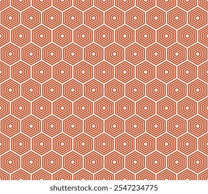 Fondo geométrico mínimo. Color naranja oscuro sobre fondo a juego. Composición de mosaico apilado hexagonal. Formas hexagonales. Diseño sin fisuras. Ilustración vectorial basculante.