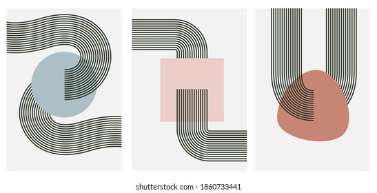 minimal geometric background design in 20s graphic style. vector illustration stylish minimalist design for print on art wall. stylish background for text and frame for title vector