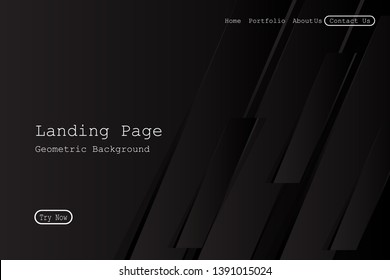 Minimal geometric background. Dynamic black shapes composition with Modern Abstract design for Landing page template, wallpaper,background element template