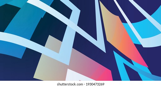 Fondo geométrico mínimo. Composición de formas azules dinámicas con rectángulos coloridos. Resumen de fondo moderno hipster gráfico futurista. Diseño de textura de fondo abstracto vectorial, afiche, pancarta