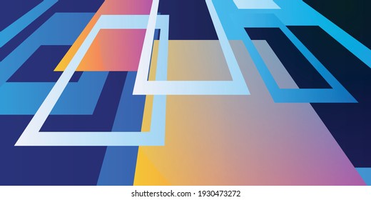 Minimal geometric background. Dynamic blue shapes composition with colorful rectangles. Abstract background modern hipster futuristic graphic. Vector abstract background texture design, poster, banner