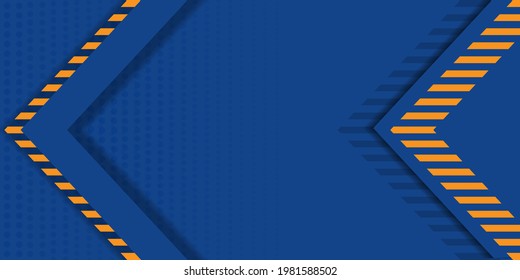 Minimal geometric background with dynamic blue shapes with orange lines. Abstract background modern futuristic drawing. Vector abstract template texture design, bright poster, banner