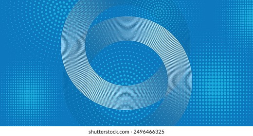 Minimal geometric background. Dynamic blue shapes composition with white lines.