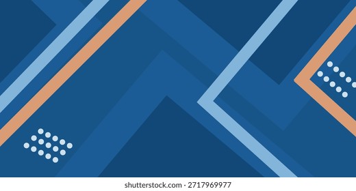 Fondo geométrico mínimo. Composición de Formas azules dinámicas con líneas rojas.