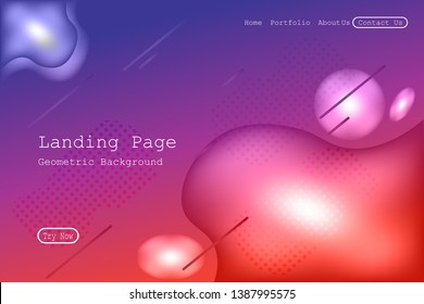 Minimal geometric background. Dynamic fluid shapes composition with Modern Abstract design for Landing page template, wallpaper,background element template