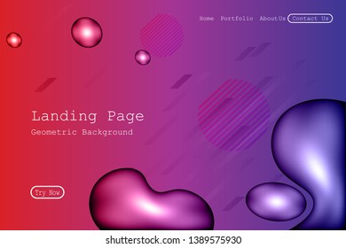 Minimal geometric background. Dynamic fluid shapes composition with Modern Abstract design for Landing page template, wallpaper,background element template
