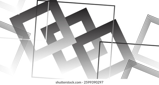 Minimal geometric background. Dynamic gray shapes composition with red lines.