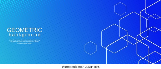 Minimal geometric background with dynamic hexagon lines and halftone dots