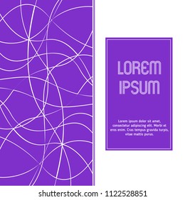 Minimal geometric background. Dynamic shapes composition. Waves, purple and white colors. 