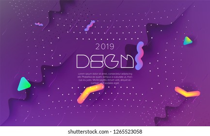 Minimal geometric background. Dynamic shapes composition. Liquid color design template. Abstract vector cover for commercial concept.