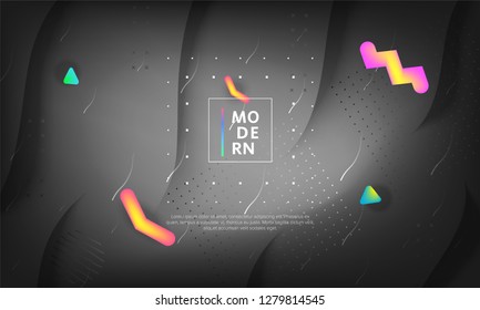 Minimal geometric background. Dynamic shapes composition. Liquid color design template.  Business landing page. A4 size. Eps10 . - Vector