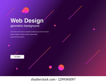 Minimal geometric background Dynamic shapes composition for landing page
