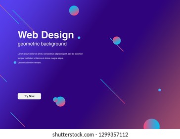 Minimal geometric background Dynamic shapes composition for landing page