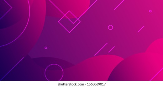 Minimal geometric background. Dynamic shapes composition. Purple and pink color  combination.
