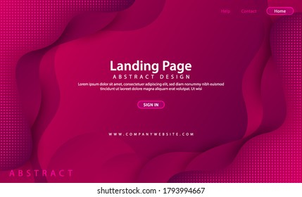 Minimal geometric background. Dynamic shapes composition with wave style. Abstract design for landing page