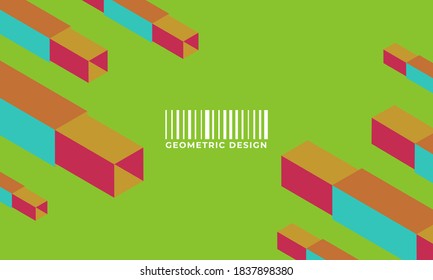 Minimal geometric background. Dynamic shapes composition. Isometric background. Abstract background