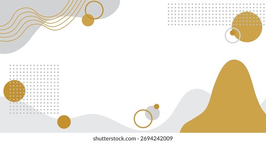 Composición mínima de Formas dinámicas de fondo geométrico. Plantilla de fondo de oro blanco de lujo.
