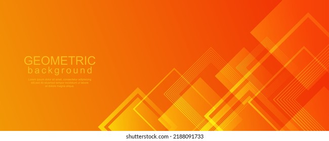 Minimal geometric background with dynamic square design in orange gradient color