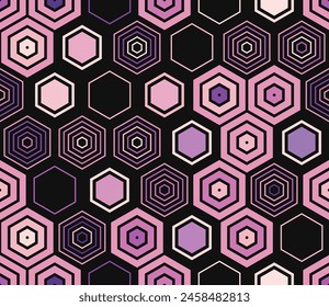 Minimal geometric background. Geometric elements of varied style and color. Large hexagon shapes. Tileable pattern. Seamless background. Modern vector illustration.