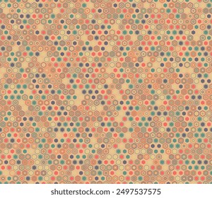 Minimal geometric background. Geometric elements of varied style and color. Regular hexagon shapes. Tileable pattern. Seamless background. Modern vector illustration.