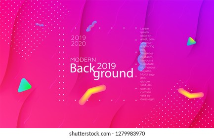 Minimal geometric background. Fluid shapes composition. Futuristic background template. Business landing page. A4 size. Eps10 . - Vector