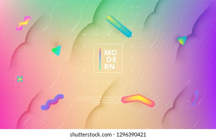 Minimal geometric background. Fluid shapes composition. Liquid color design template. Abstract vector cover for commercial concept.