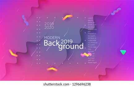 Minimal geometric background. Fluid shapes composition. Futuristic background template. Business landing page. A4 size. Eps10 . - Vector