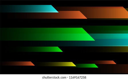 Minimal Geometric Background. Gradient Shapes on Black Background. Colorful Futuristic Design for Card, Cover, Banner.