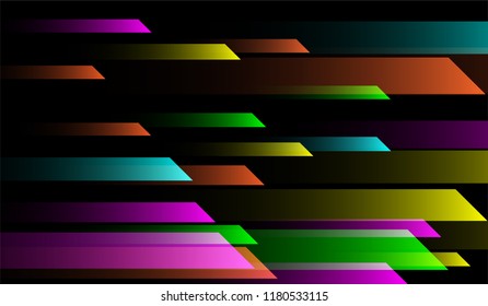 Minimal Geometric Background. Gradient Shapes on Black Background. Colorful Futuristic Design for Card, Cover, Poster.