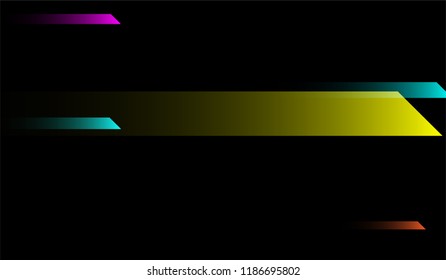 Minimal Geometric Background. Gradient Shapes on Black Background. Colorful Dynamic Design for Card, Cover, Banner.