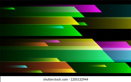 Minimal Geometric Background. Gradient Shapes on Black Background. Bright Trendy Design for Card, Cover, Banner.