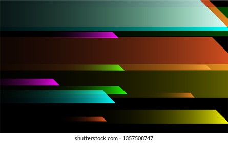 Minimal Geometric Background. Gradient Shapes on Black Background. Bright Trendy Design for Card, Cover, Banner.