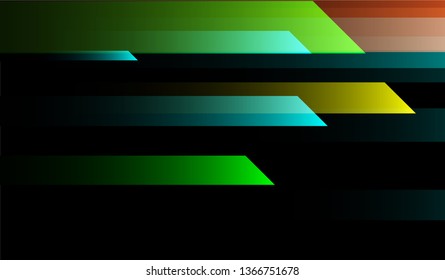 Minimal Geometric Background. Gradient Shapes on Black Background. Bright Futuristic Design for Print, Cover, Poster.