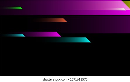 Minimal Geometric Background. Gradient Shapes on Black Background. Colorful Dynamic Design for Card, Cover, Banner.