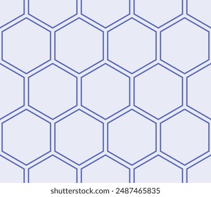 Minimal geometric background. Indigo Blue color on matching background. Hexagon mosaic pattern. Large hexagons. Seamless pattern. Tileable vector illustration.