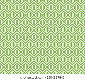 Minimal geometric background. Lime green color on matching background. Stacked hexagon bold mosaic cell. Hexagonal shapes. Seamless pattern. Tileable vector illustration.