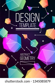 Minimal geometric background with low poly elements. Simple shapes with trendy gradients.