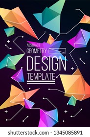 Minimal geometric background with low poly elements. Simple shapes with trendy gradients.