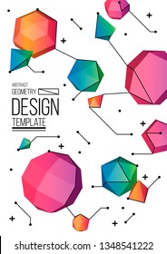 Minimal geometric background with low poly elements. Simple shapes with trendy gradients.