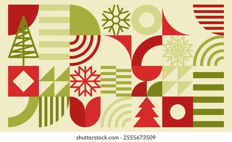 Minimal geometric background. Merry Christmas and Happy New Year. Geometric vector design seamless pattern modern background.