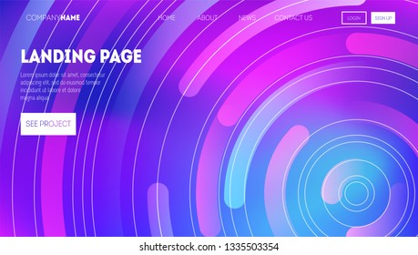 Minimal geometric background with modern gradients. Dynamic circles and lines composition for landing page