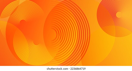 Minimal geometric background. Orange element with gradient rounded circle lines. Dynamic shape composition. vector Eps10