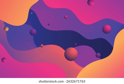 Minimal geometric background. Orange elements with a fluid gradient. Dynamic shapes composition