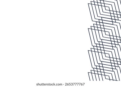 Minimal geometric background with overlapping square line patterns on right side and white copy space
