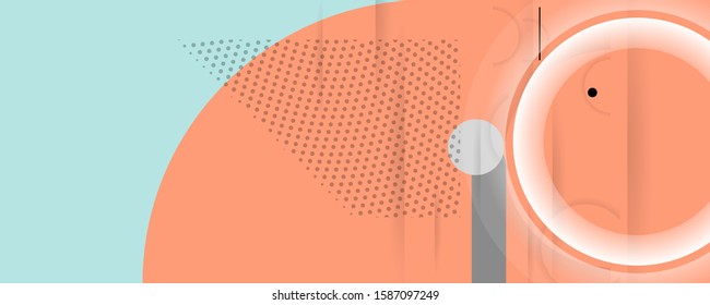 Minimal geometric background red and blue color. Dynamic shapes composition with lines illustration