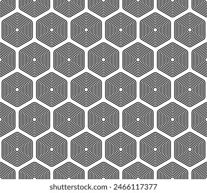 Fondo geométrico mínimo. Patrón de mosaico de hexágonos apilados redondeados. Grandes Formas hexagonales. Ilustración vectorial de baldosas sin costuras.