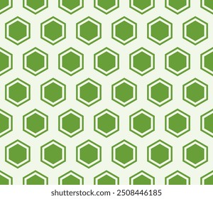 Fondo geométrico mínimo. Sage color verde sobre fondo a juego. Celda de mosaico en negrita hexagonal con relleno y células sólidas internas. Grandes Formas hexagonales. Patrón sin fisuras.