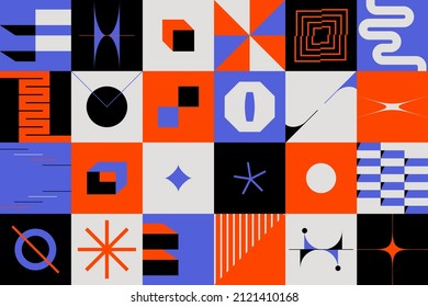 Minimal geometric background. Simple minimalist bold forms for poster, brutalist shapes swiss style. Vector abstract design