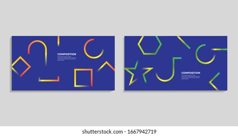 Minimal geometric background. Simple shapes with gradients.Template for Presentation, Landing page etc.