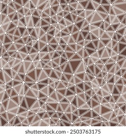 Minimaler geometrischer Hintergrund. Kleine Dreiecksgröße. Vollständige Formen in Rahmen. Einfarbiger Stil. Wiederholbares Muster. Tolle Vektorgrafiken. Stummgeschaltet braun grau. Nahtlose Vektorgrafik.